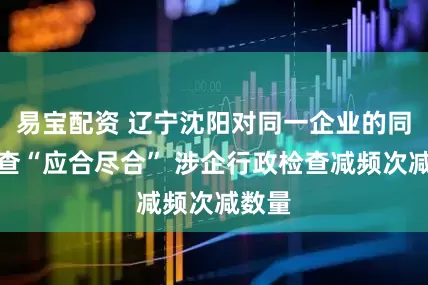 易宝配资 辽宁沈阳对同一企业的同类检查“应合尽合” 涉企行政检查减频次减数量